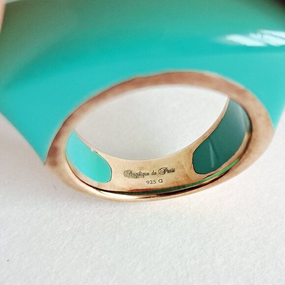 New Angelique de Paris Gold Plated Blue with Crystals Ring Size 6 - Picture 9 of 15